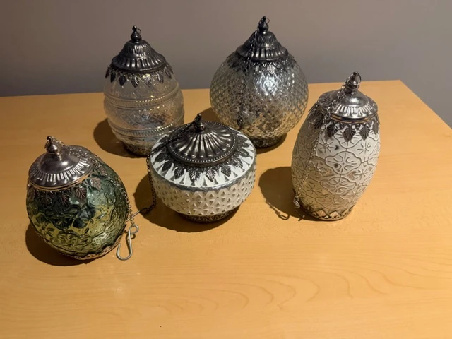 Set of 5 Decorative LED Hanging Lanterns