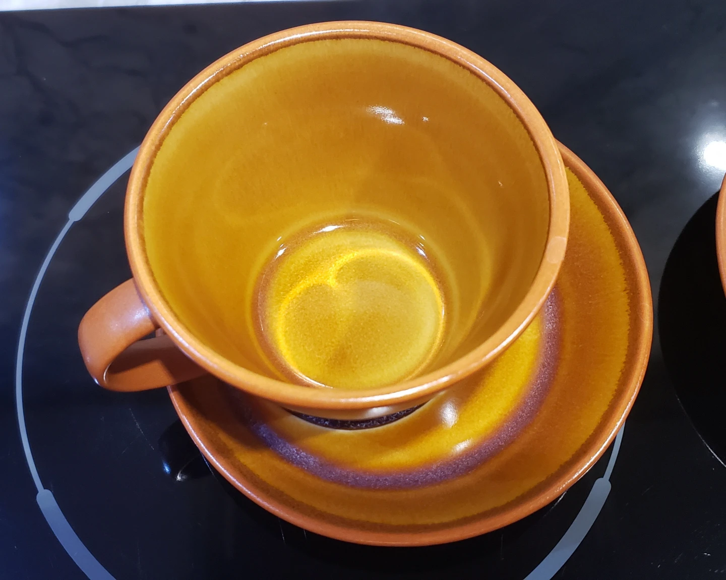 Set of 2 Ceramic Coffee Cup and Saucer, Burnt Orange - photo 3