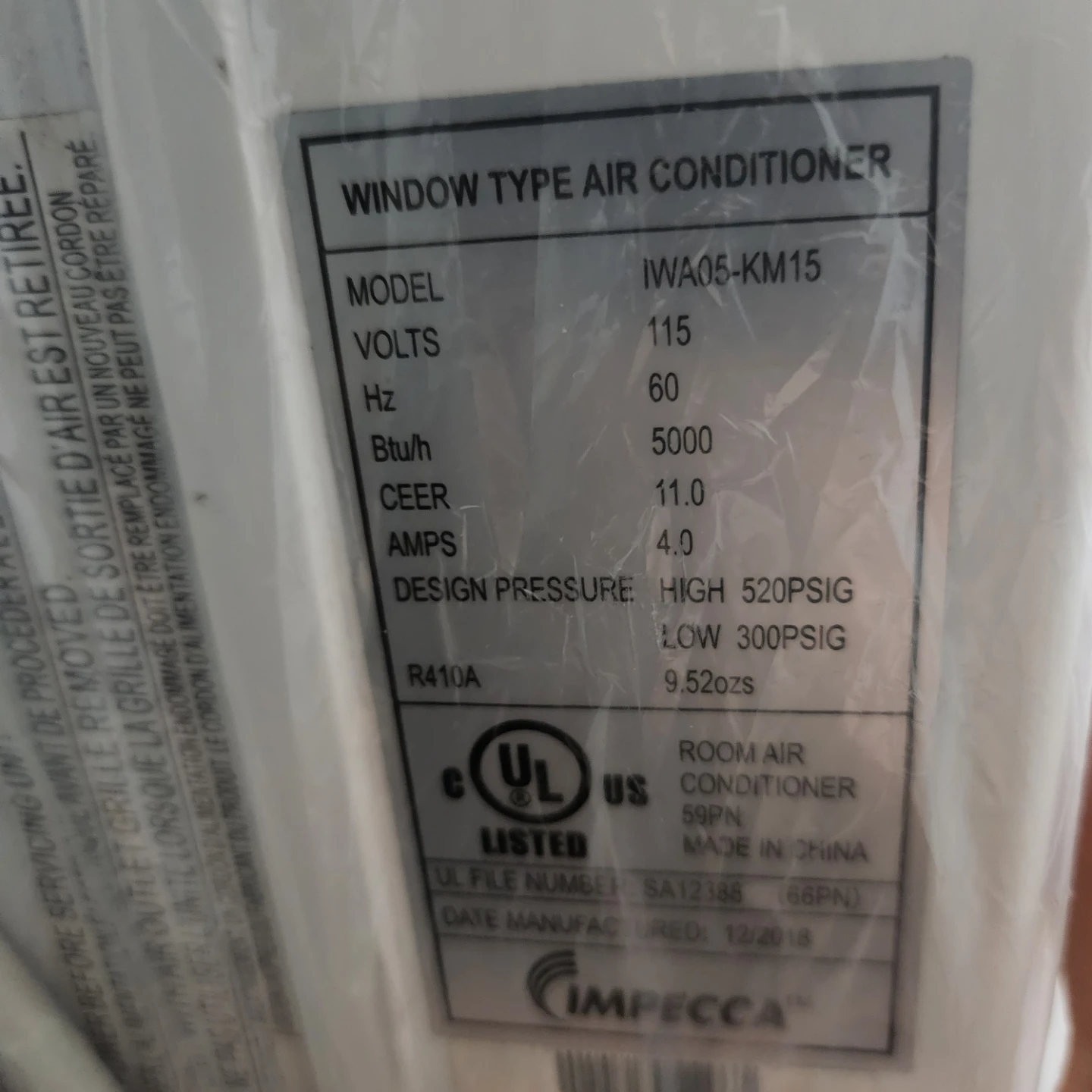 Impecca Window Type Air Conditioner IWA05-KM15 - photo 4