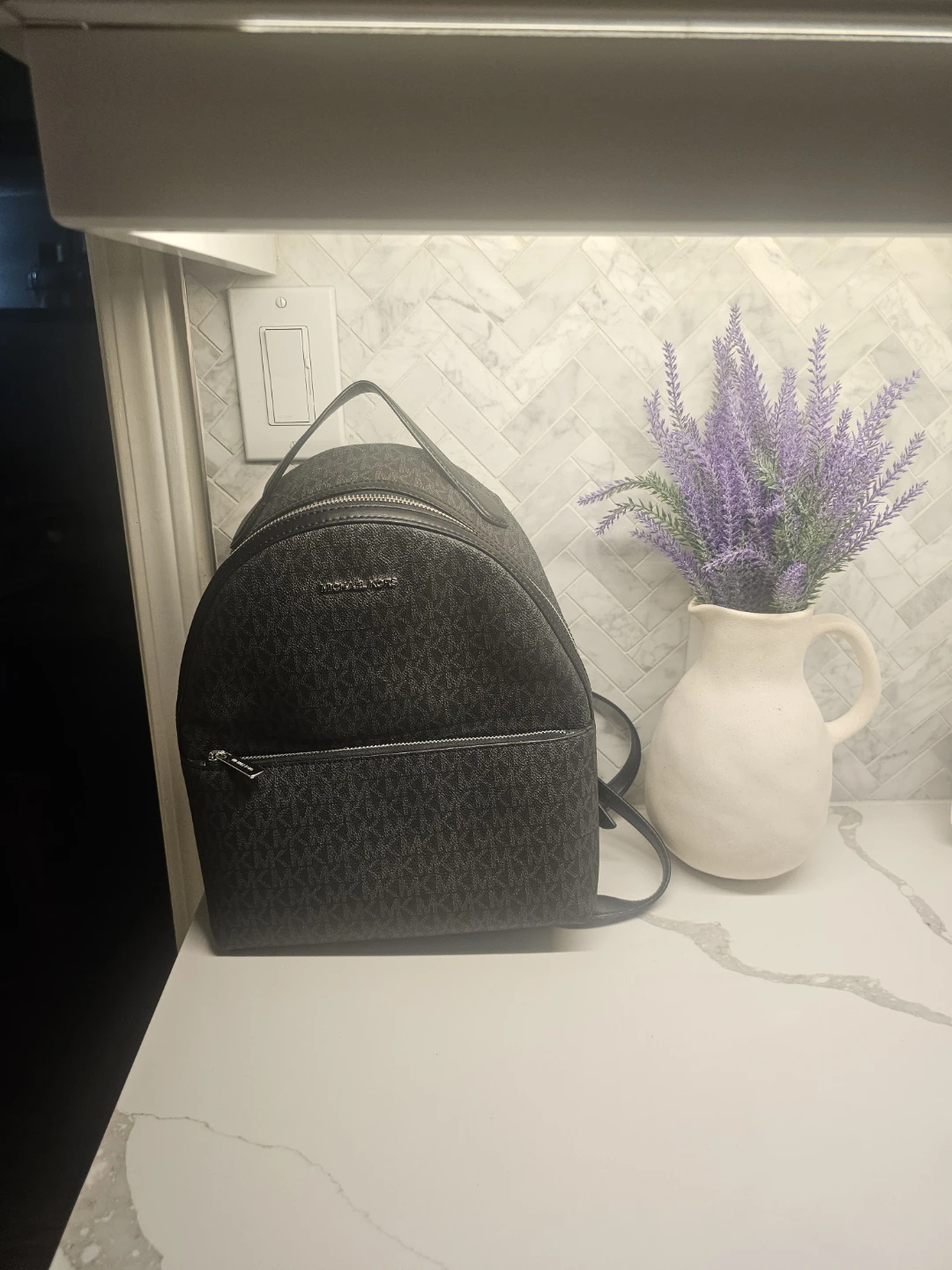 Michael Kors Sheila Medium Signature Logo Backpack - Black