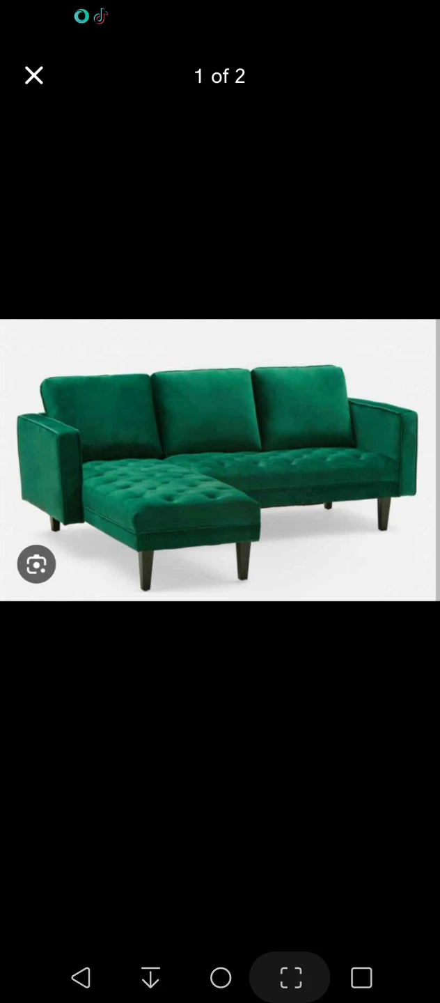 Emerald Green Velvet Tufted Sofa with Chaise