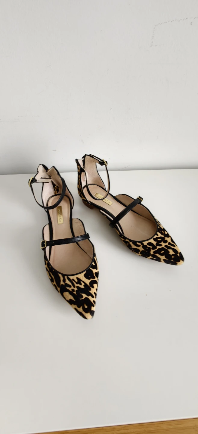 Louise et Cie Leopard Print Ankle Strap Flats