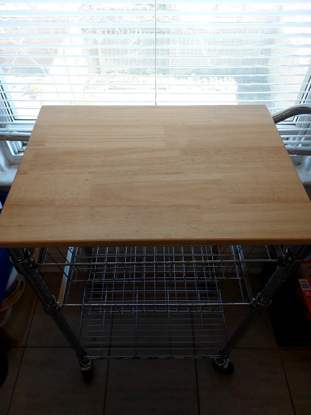 Kitchen Cart with Wood Top and Wire Baskets - photo 3