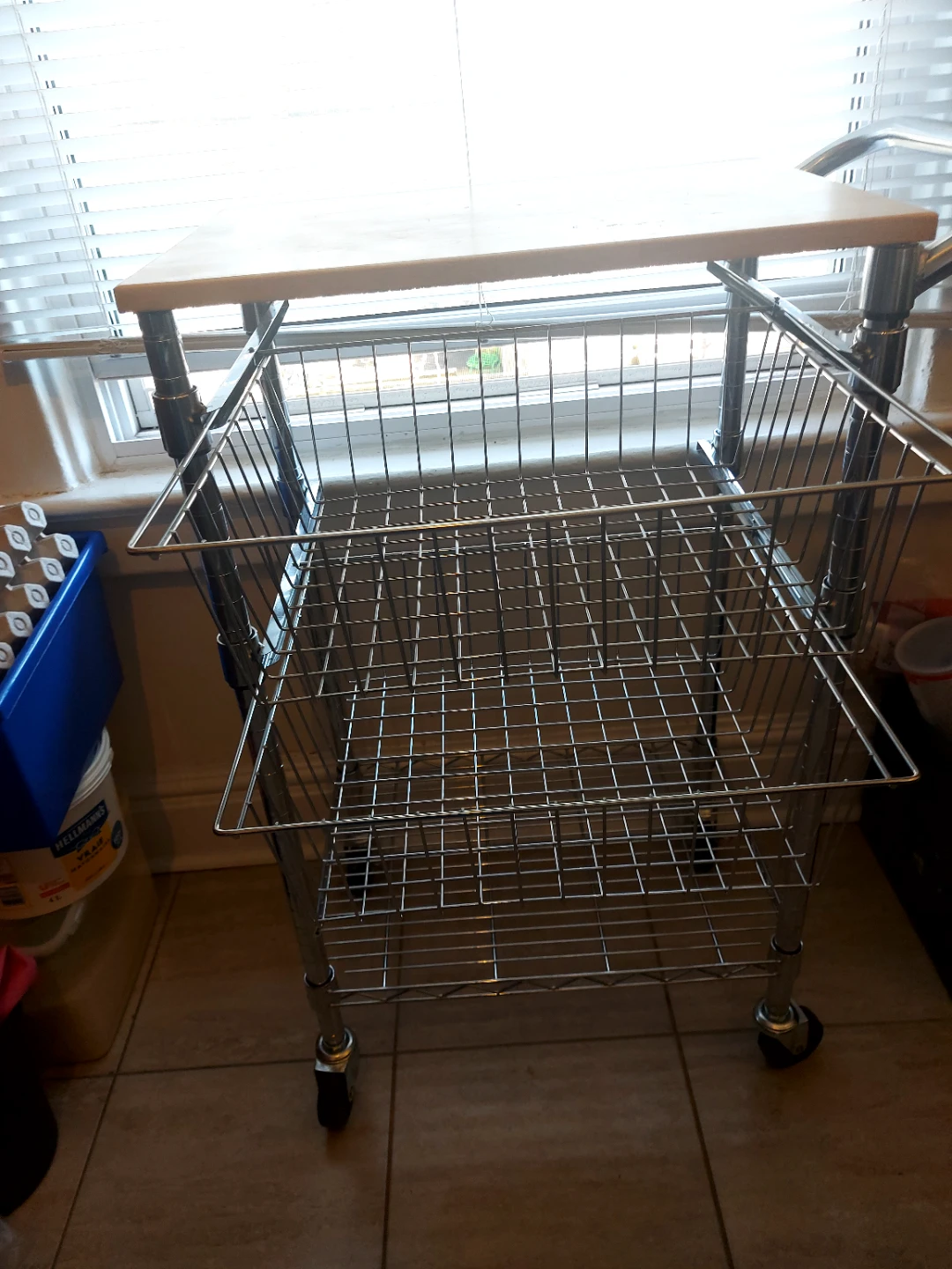 Kitchen Cart with Wood Top and Wire Baskets - photo 4