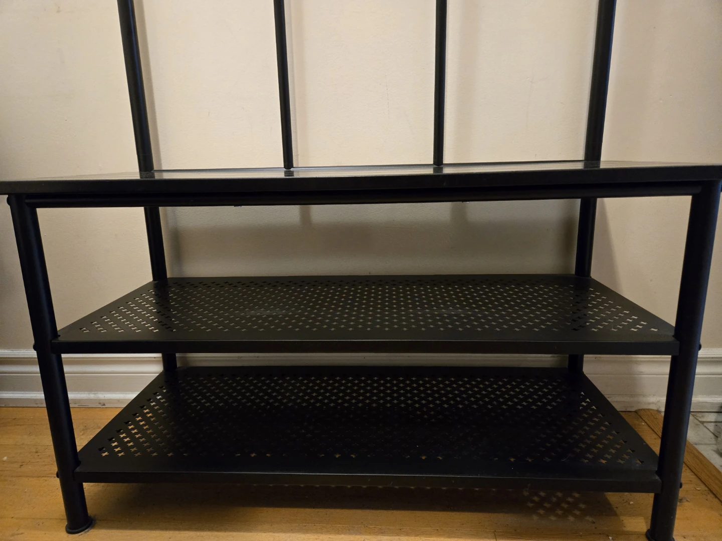 Black Coat Rack with Bench and Shelves - photo 2