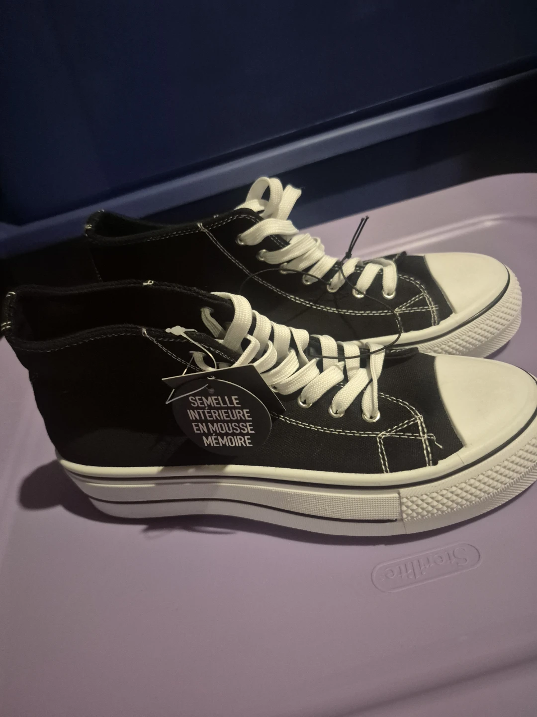 Black High-Top Canvas Sneakers with Memory Foam Insole