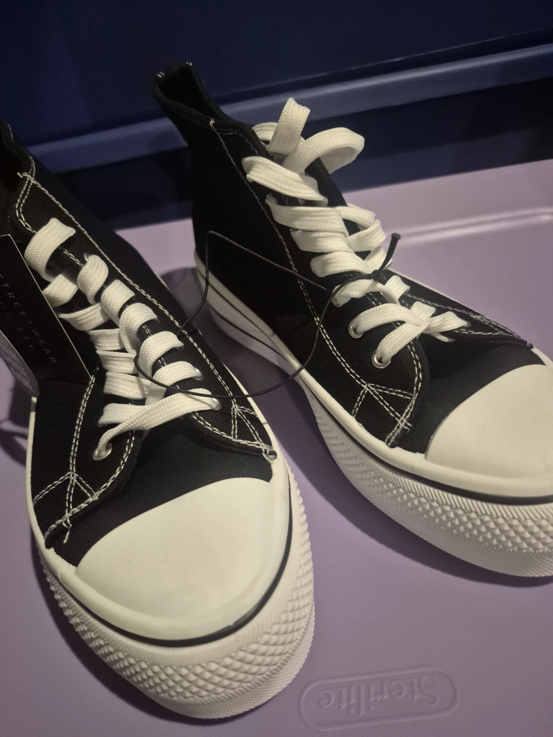 Black High-Top Canvas Sneakers with Memory Foam Insole - photo 5