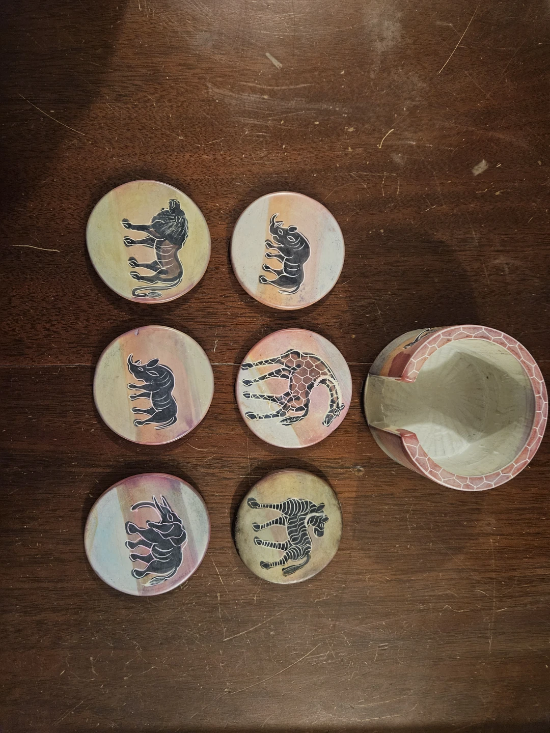 Hand Painted African Clay Coasters