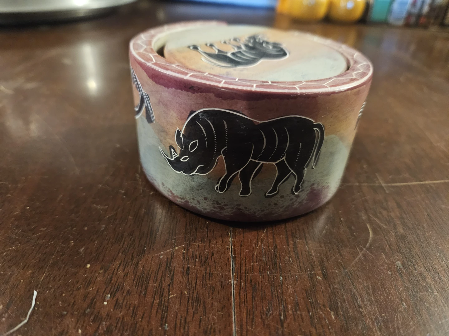 Hand Painted African Clay Coasters - photo 2