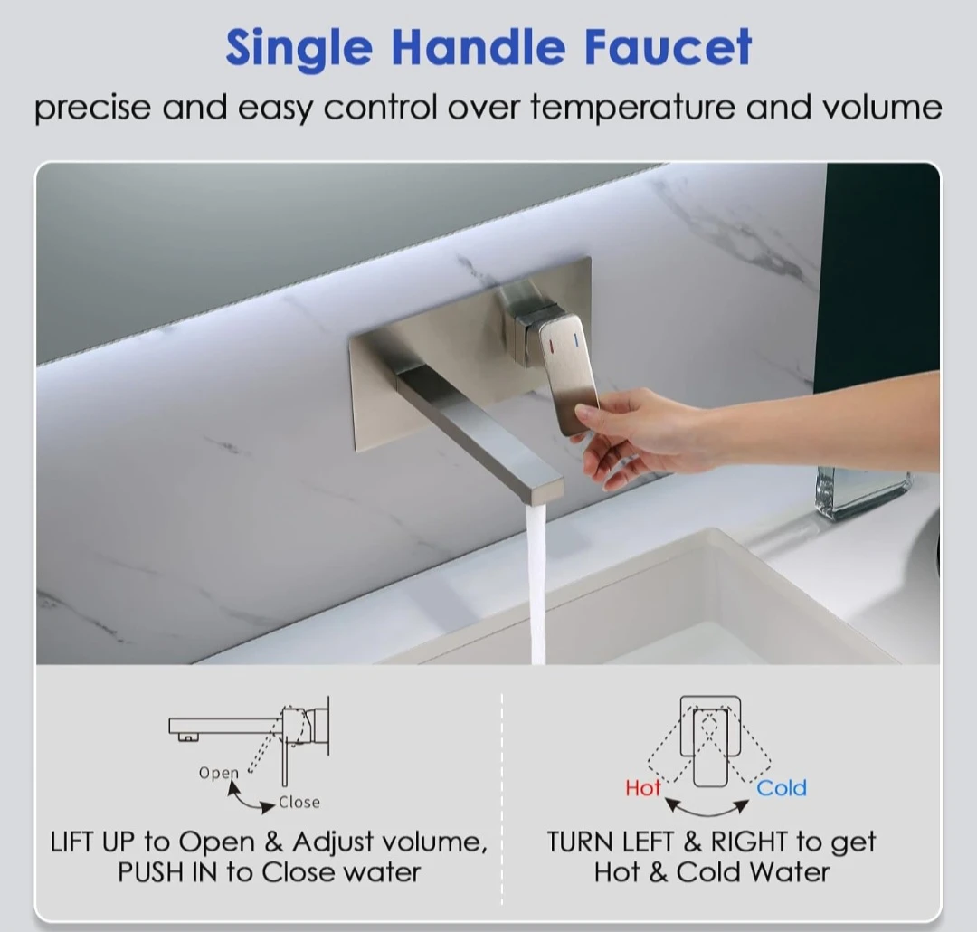 Brushed Nickel Wall Mount Faucet Single Handle - photo 4
