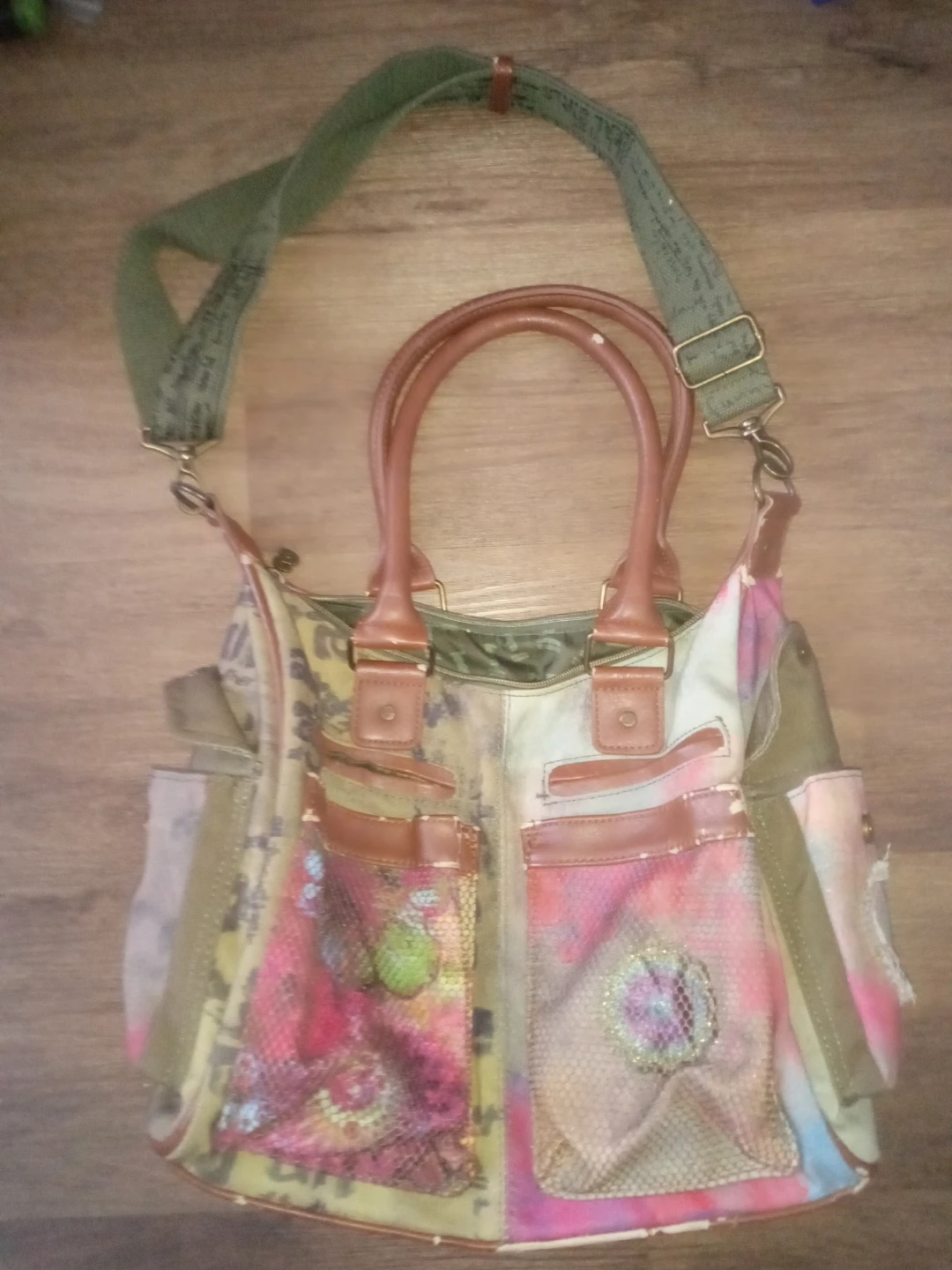 Desigual Canvas Patchwork Shoulder Bag