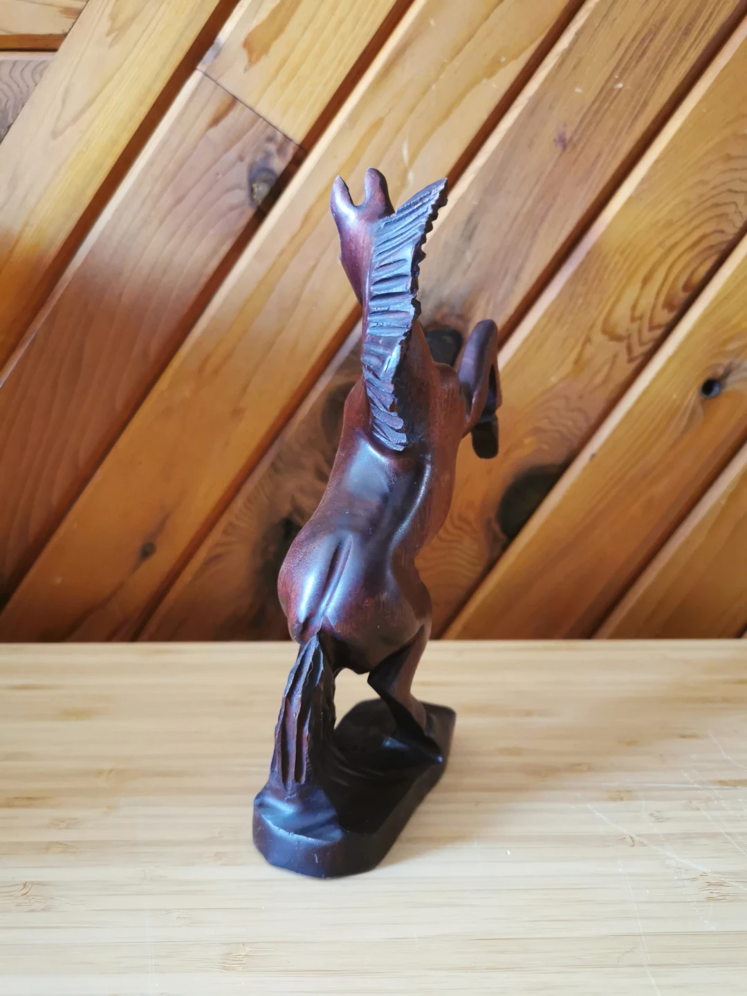 Vintage Hand Carved Wood Rearing Horse Figurine - photo 4