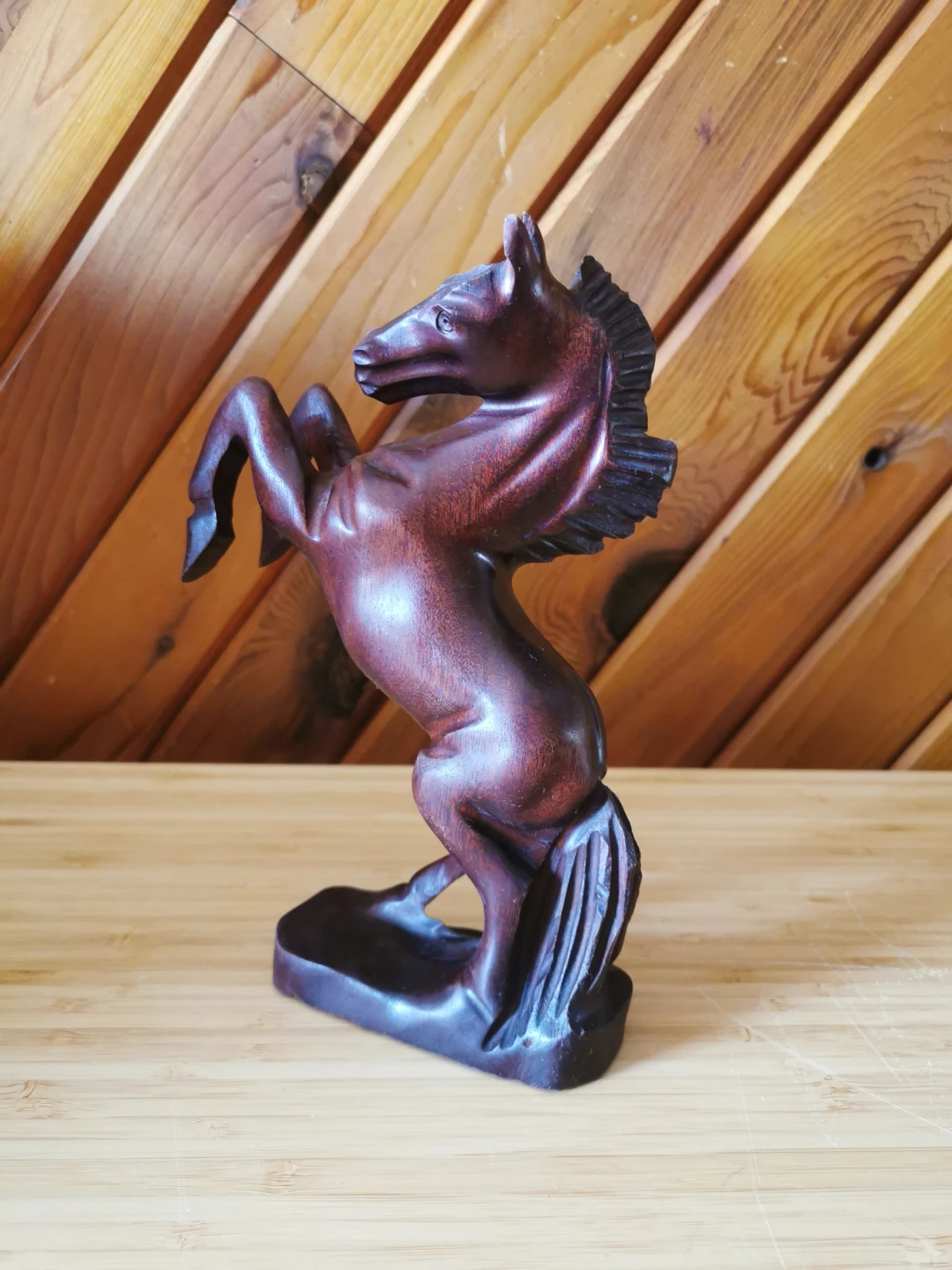 Vintage Hand Carved Wood Rearing Horse Figurine - photo 5