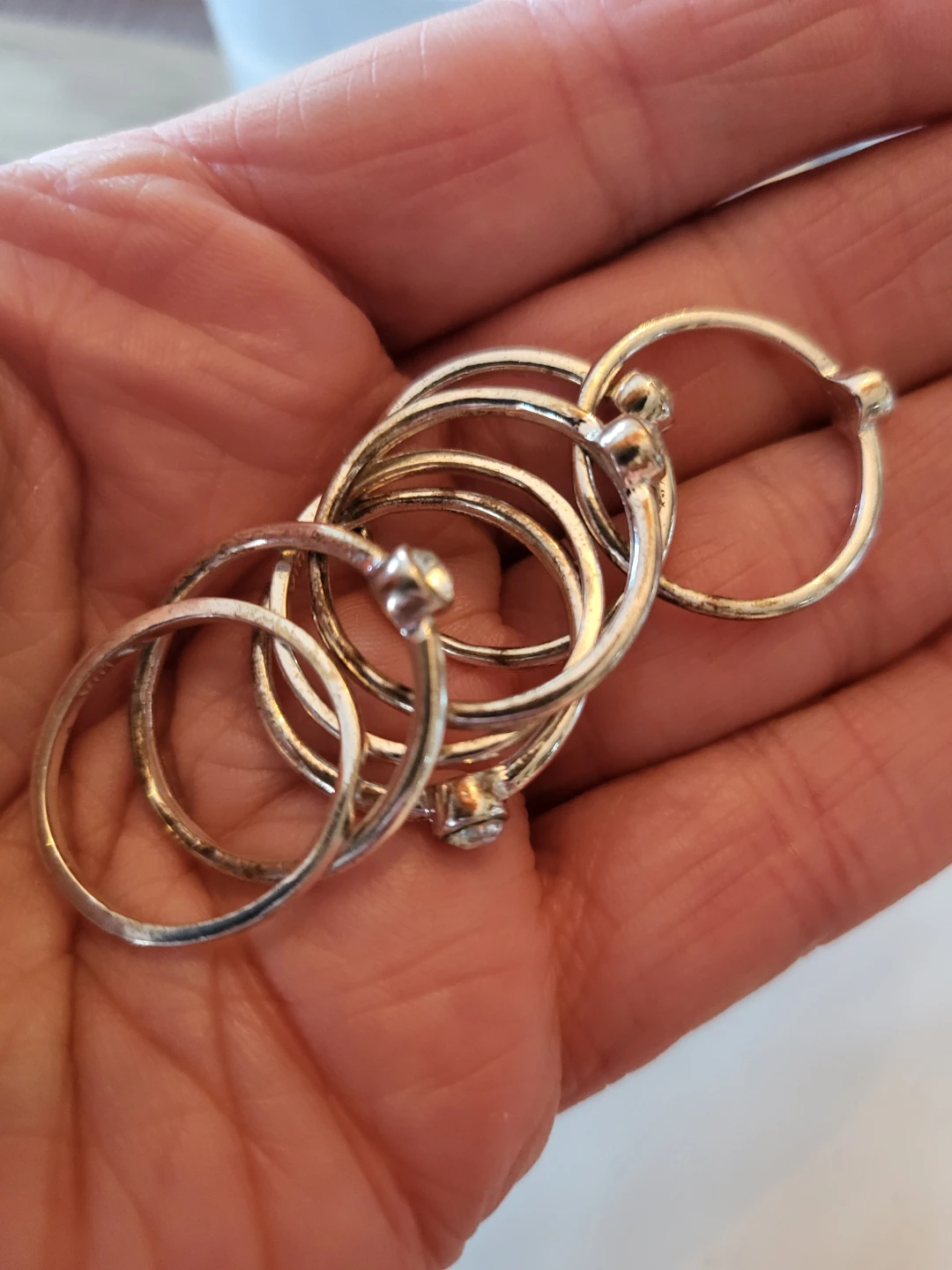 Silver-tone Ring Set of 7 with Clear Stones - photo 2