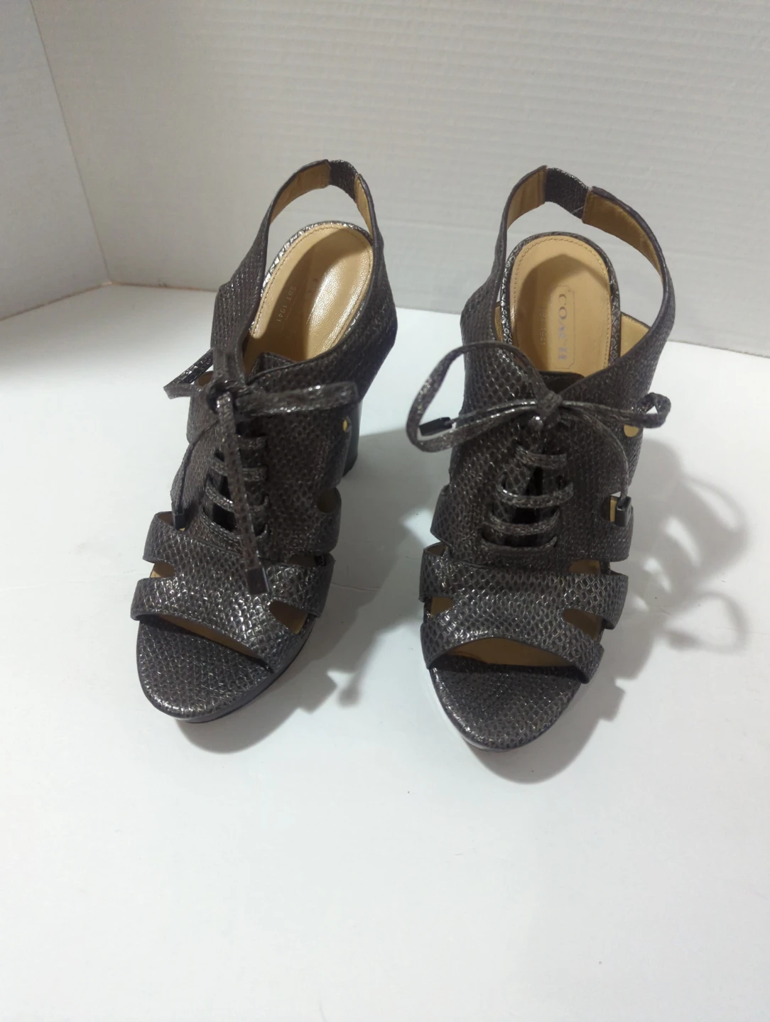 Coach Peep Toe Lace-Up Heels - photo 2