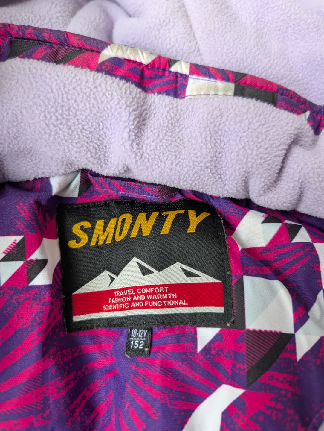 Smonty Ski Jacket Size 152 Purple Pink Geometric Print - photo 3