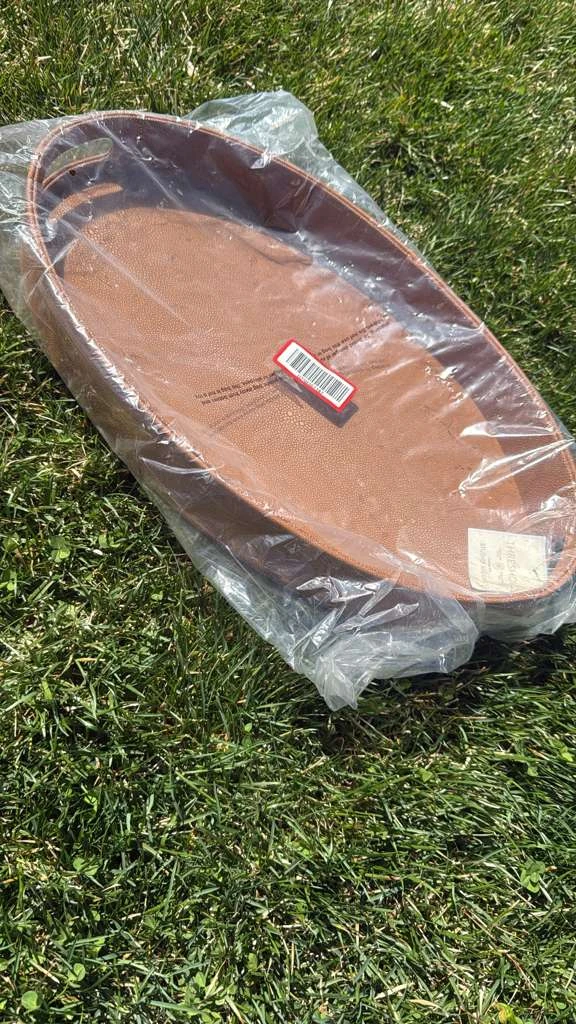 Brown Faux Leather Oval Serving Tray - photo 3