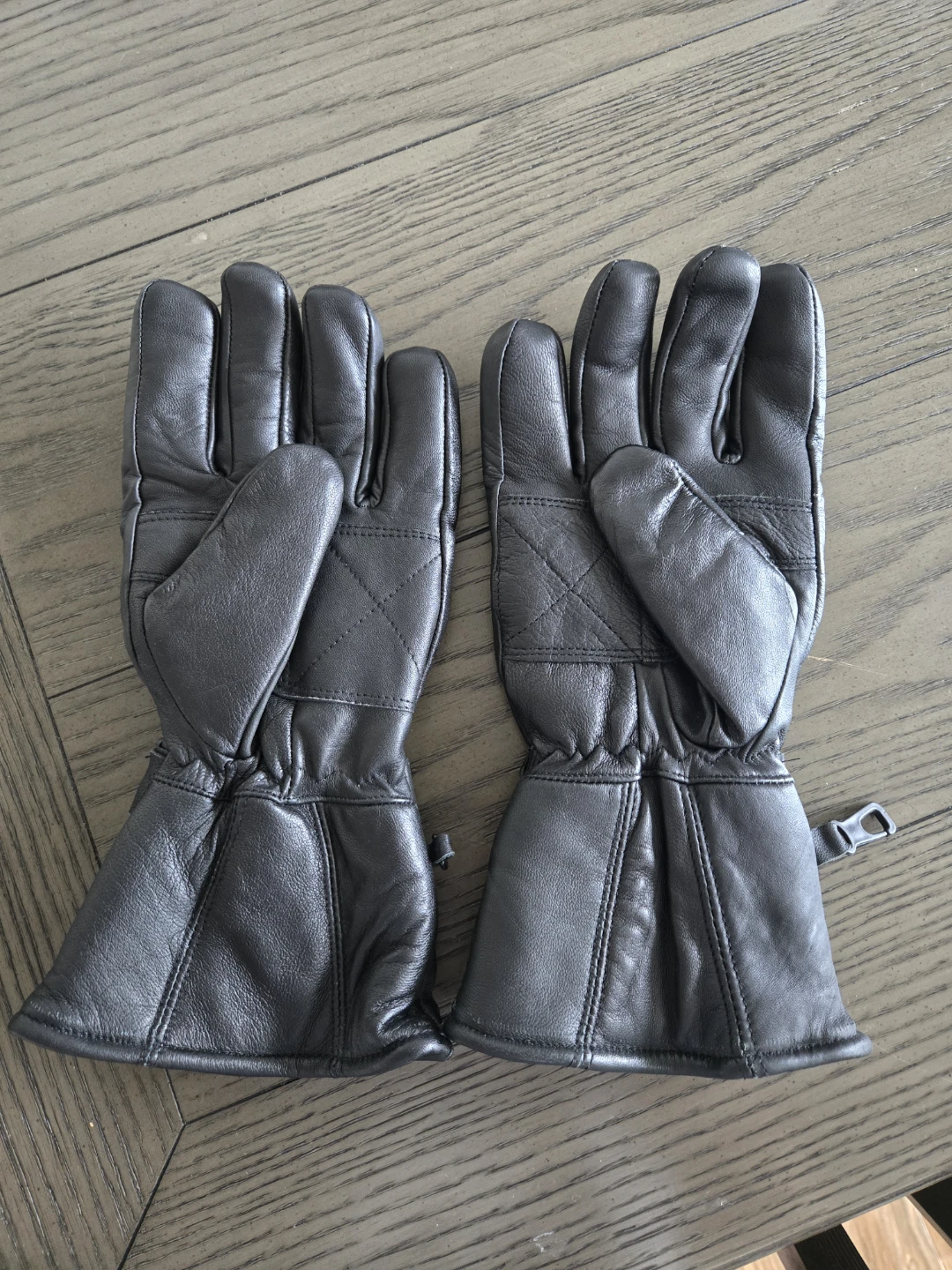 Black Leather Winter Gloves - Size M - photo 2