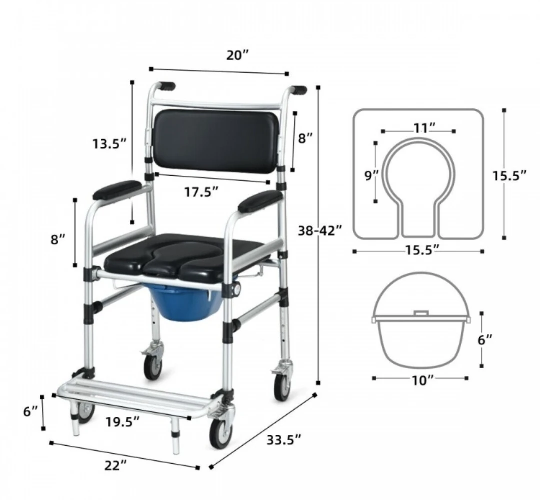 Costway Aluminum 2-in-1 Commode/Wheelchair. ♿🦽 - photo 4