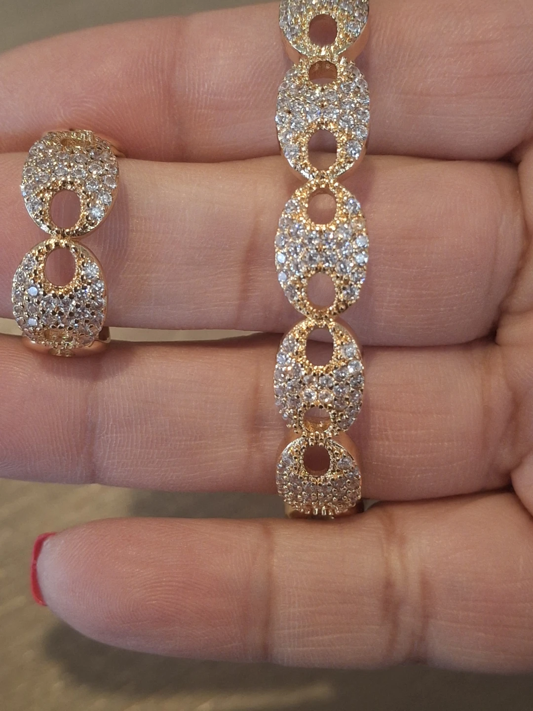 Gold Tone Bracelet and Ring Set with Rhinestones - photo 3