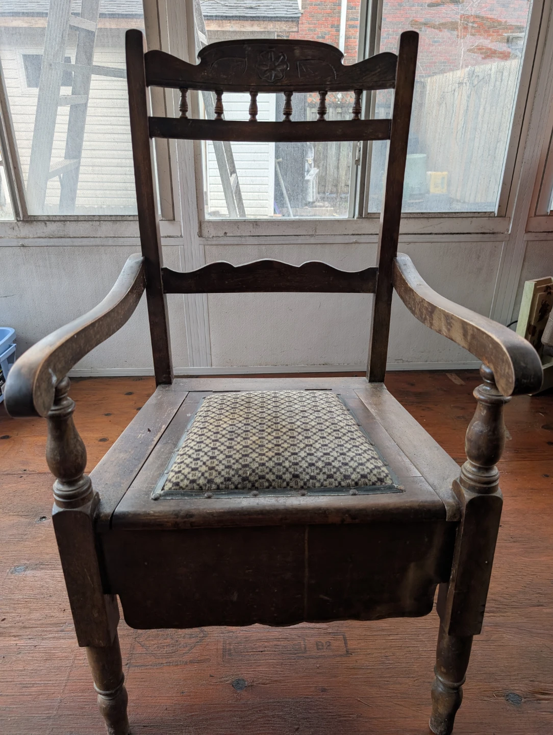 Antique Wooden Chamber Pot Chair