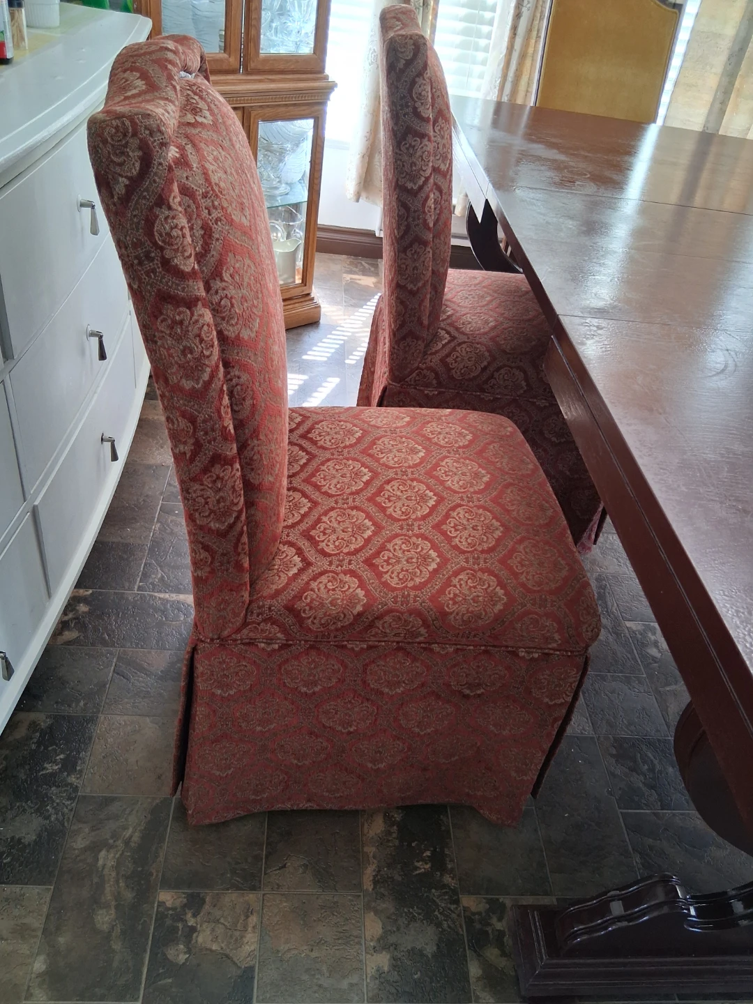 Upholstered Dining Chair - Red Brocade Pattern - photo 2