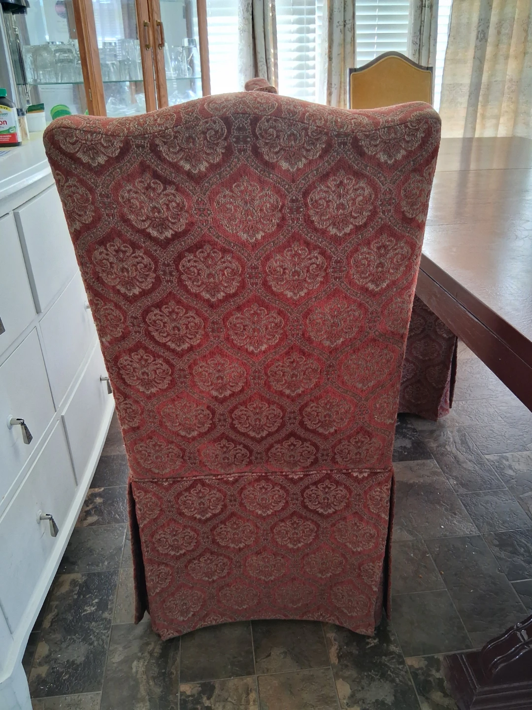 Upholstered Dining Chair - Red Brocade Pattern - photo 3