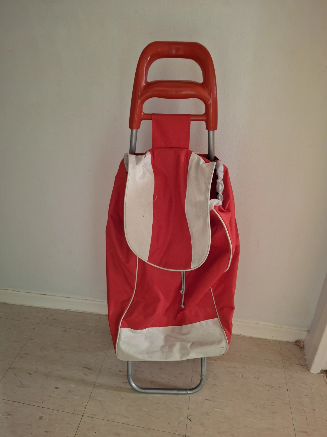 Red Shopping Cart Trolley with Zipper Pocket