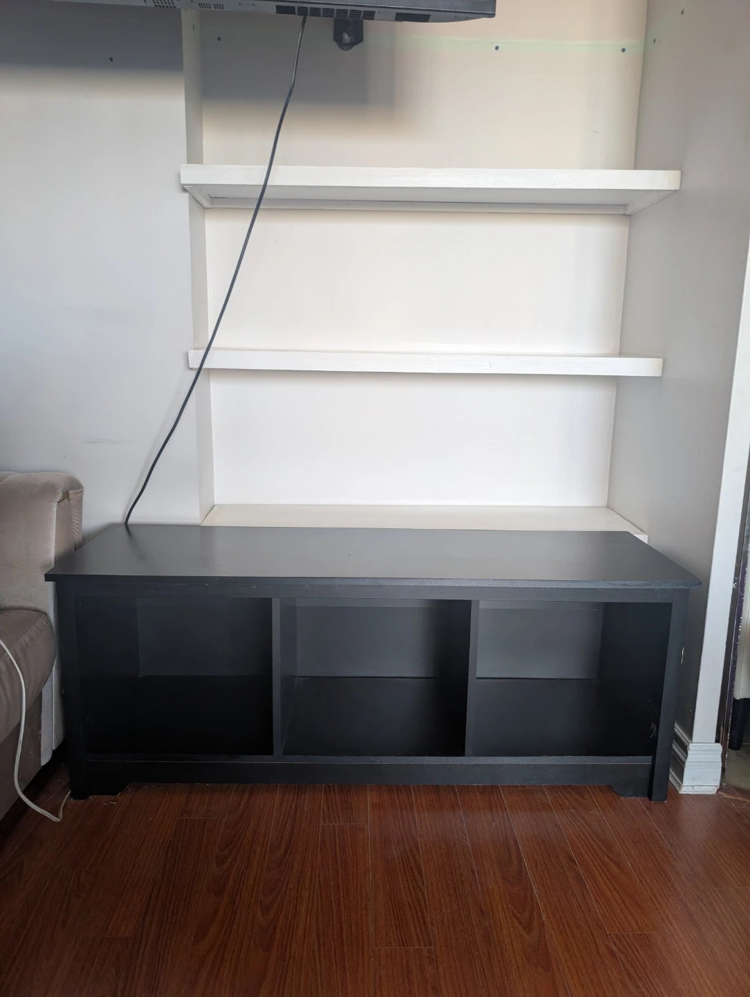 Free Black TV Stand with Storage Shelves