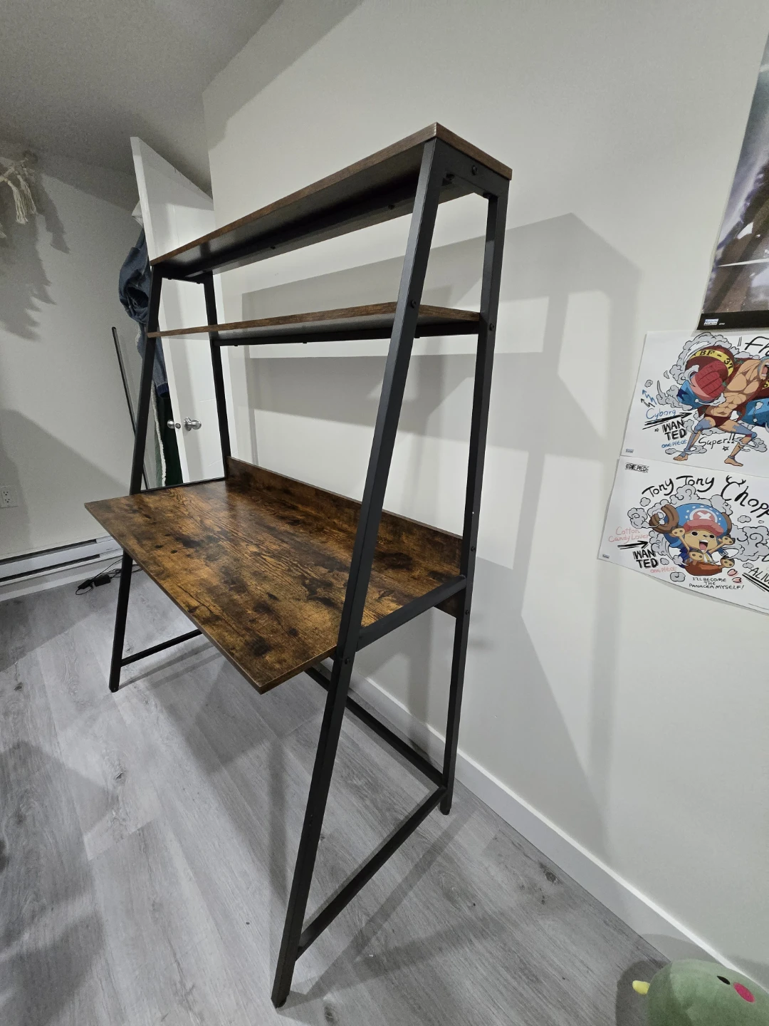 Rustic Wood Desk with Shelves
