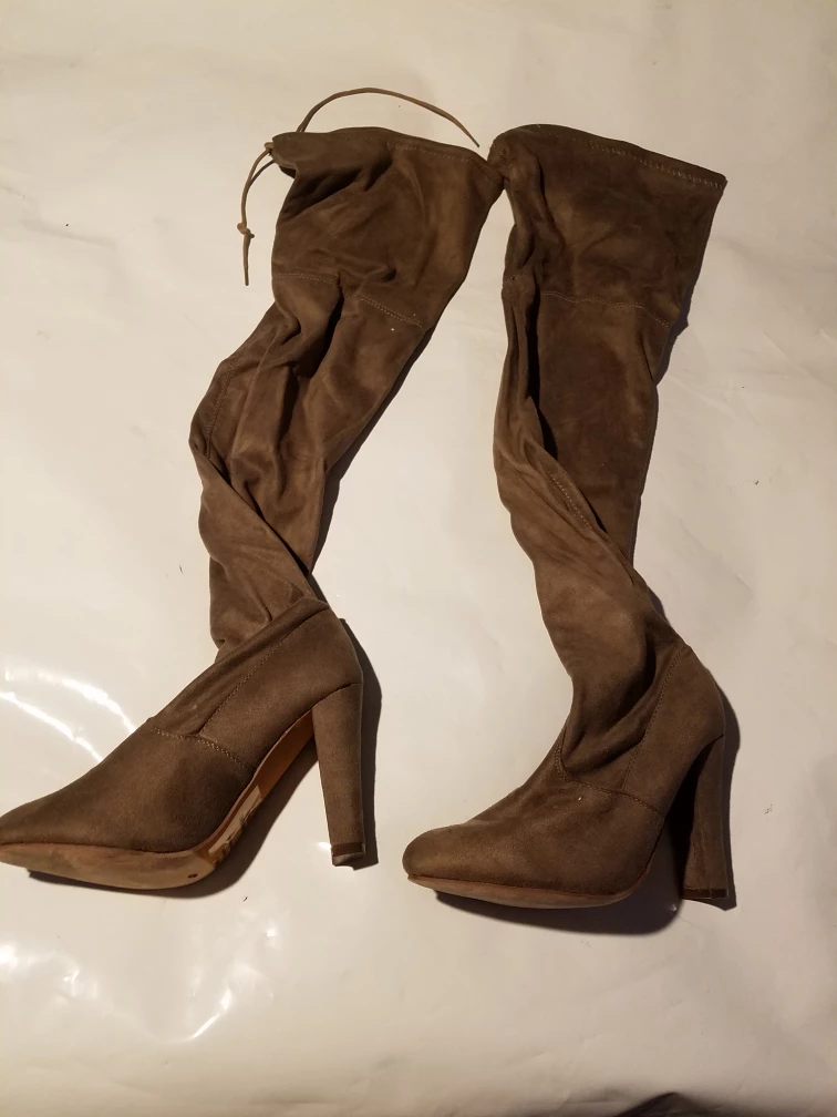 Women's Over-the-Knee Boots - Taupe, Size 7 - photo 5