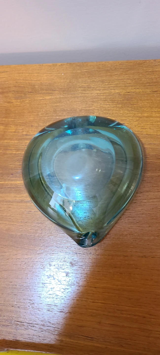 Vintage Blue Glass Heart Shaped Ashtray - photo 4