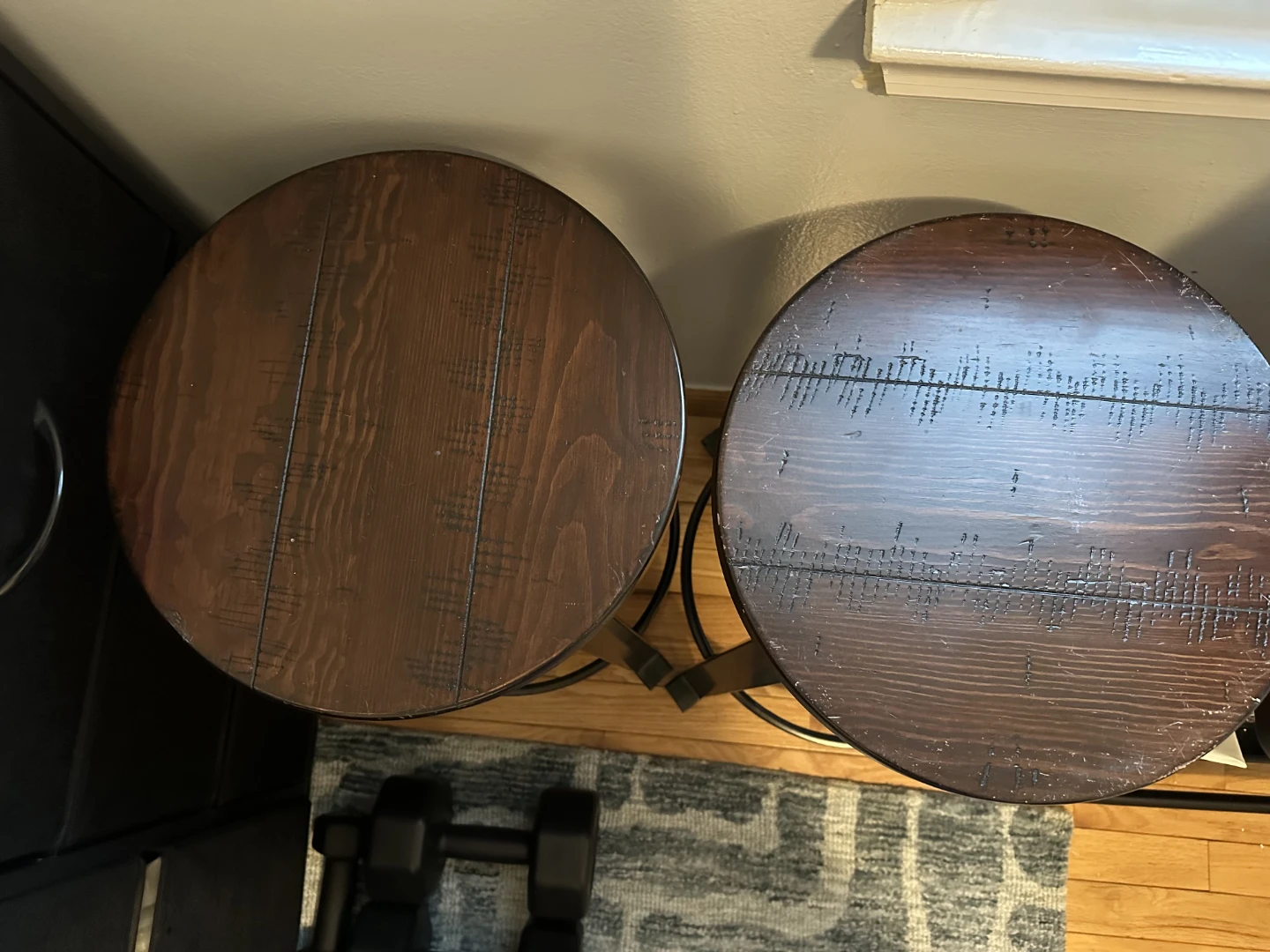 Set of 2 Round Wood Top Bar Stools - photo 2