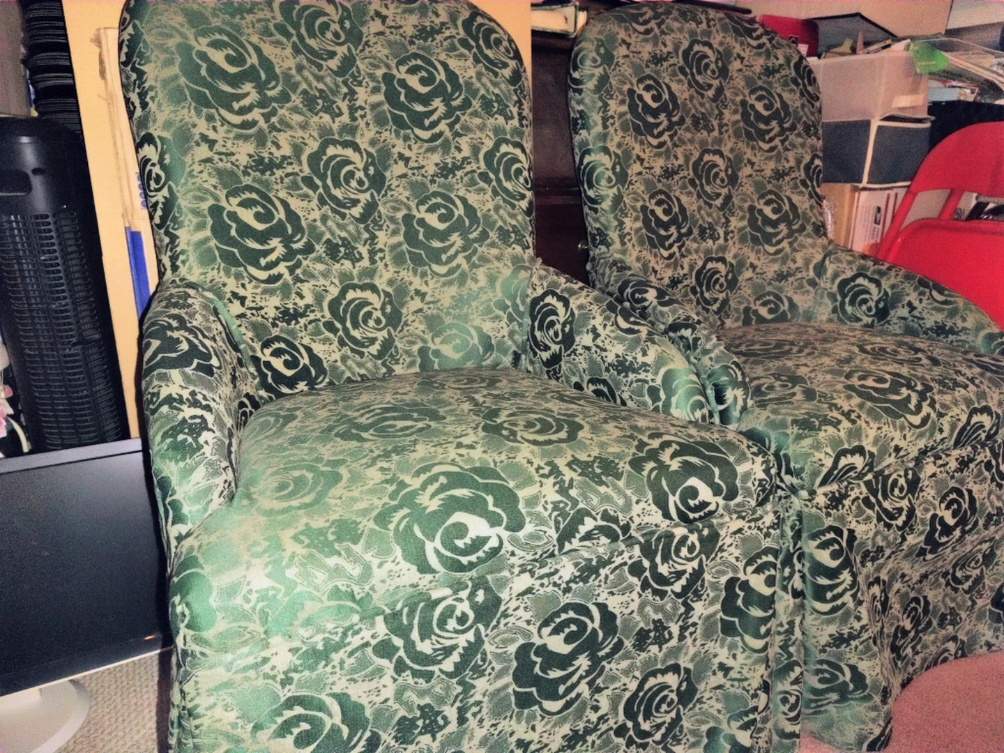Set of 2 Vintage-Look Skirted Green Accent Dining Chairs - photo 3