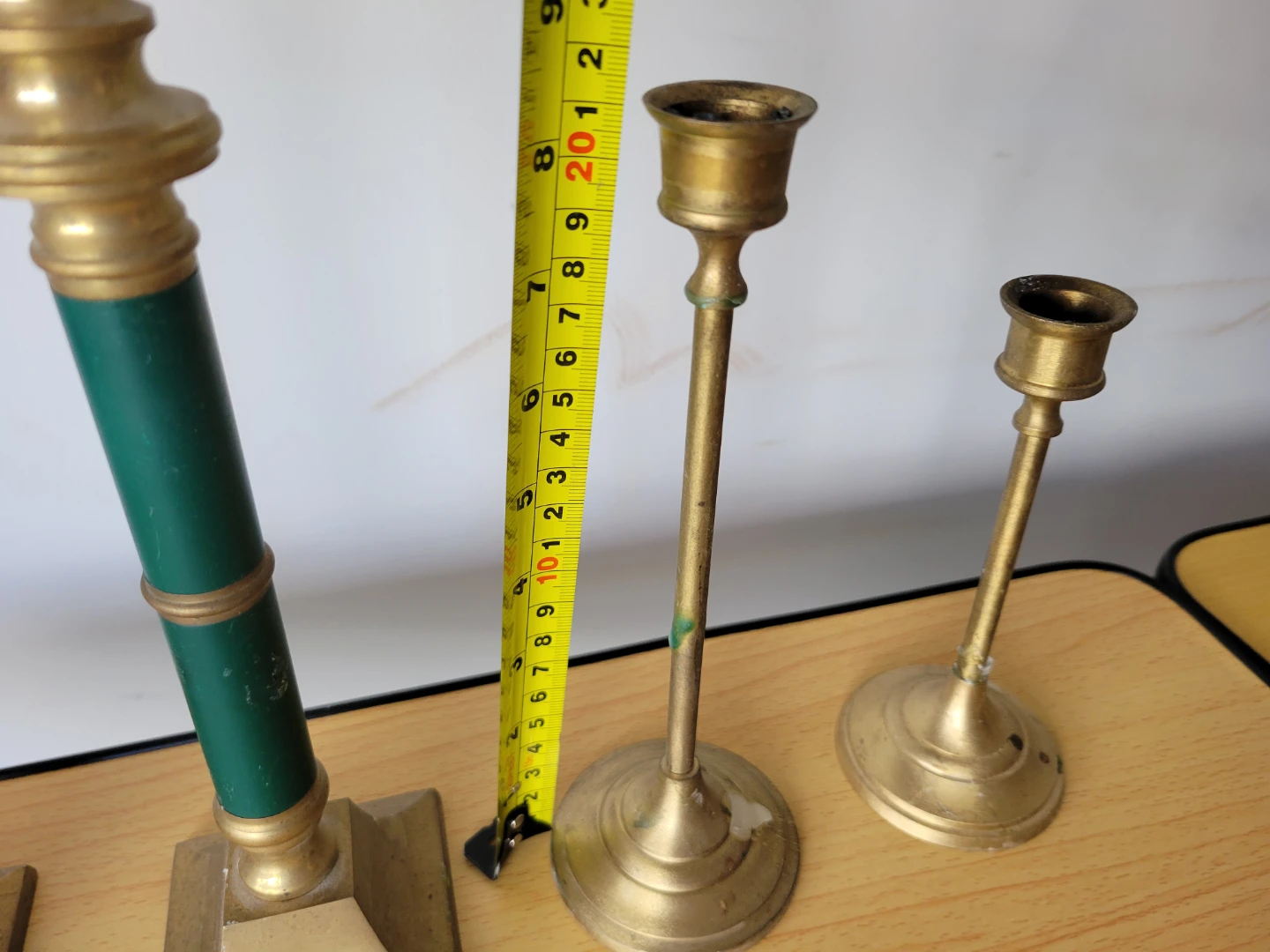 Vintage Brass Candlestick Holder Set with Green Accents. - photo 5