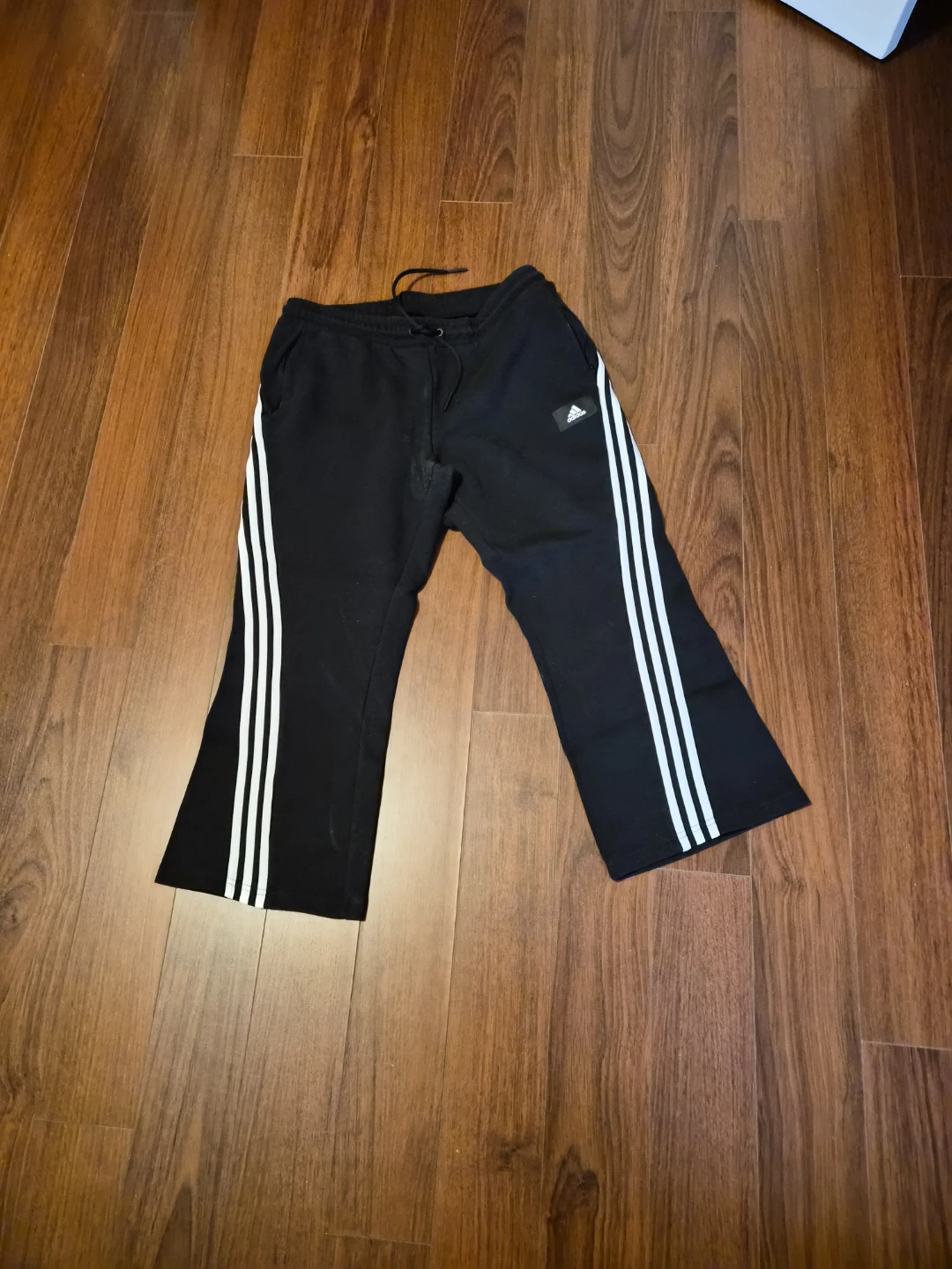 Adidas Black Track Pants with White Stripes