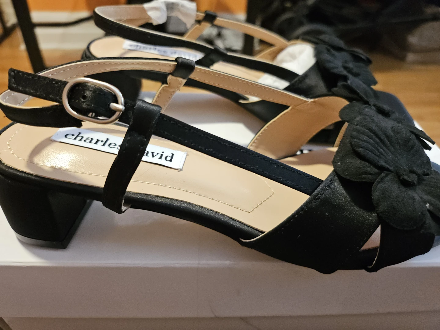 Charles David Black Floral Block Heels - photo 3