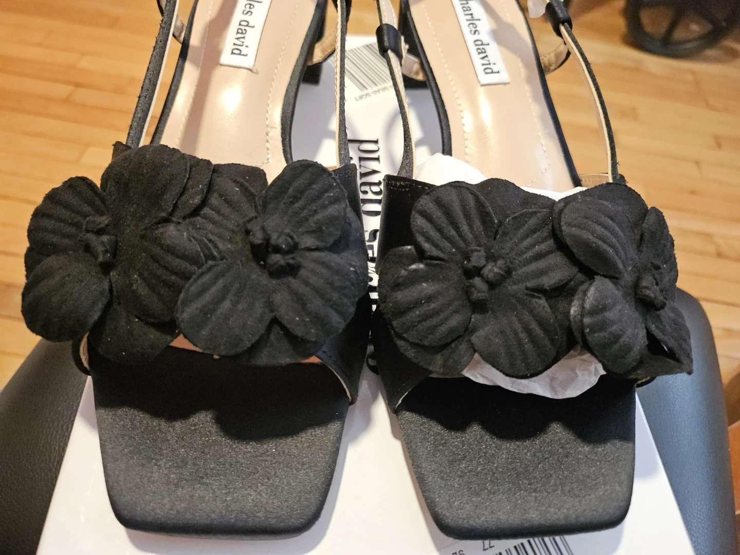 Charles David Black Floral Block Heels - photo 5
