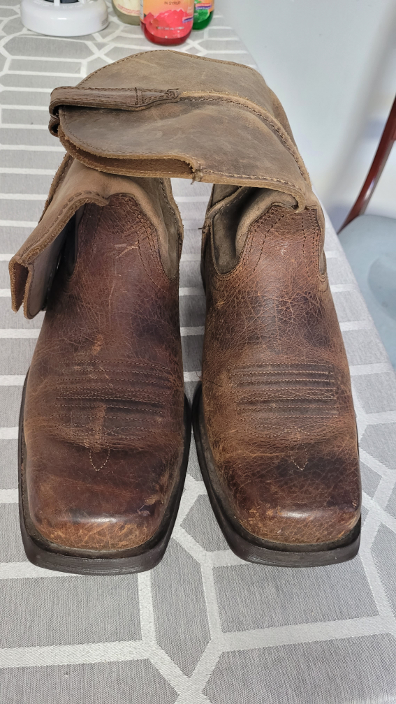 Ariat Brown Leather Square Toe Cowboy Boots Size 8 EE