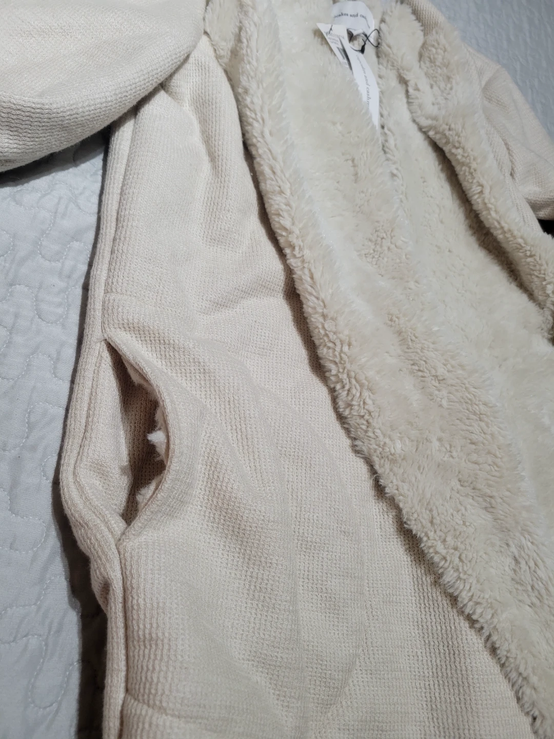 Cupcakes and Cashmere Fleece Lined Cardigan - Oat Meal - photo 4