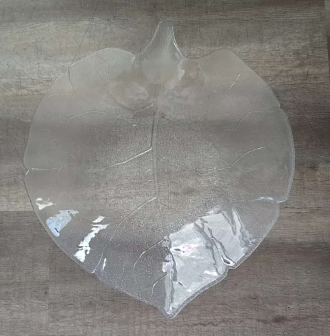 Clear Glass Leaf Shaped Serving Platter