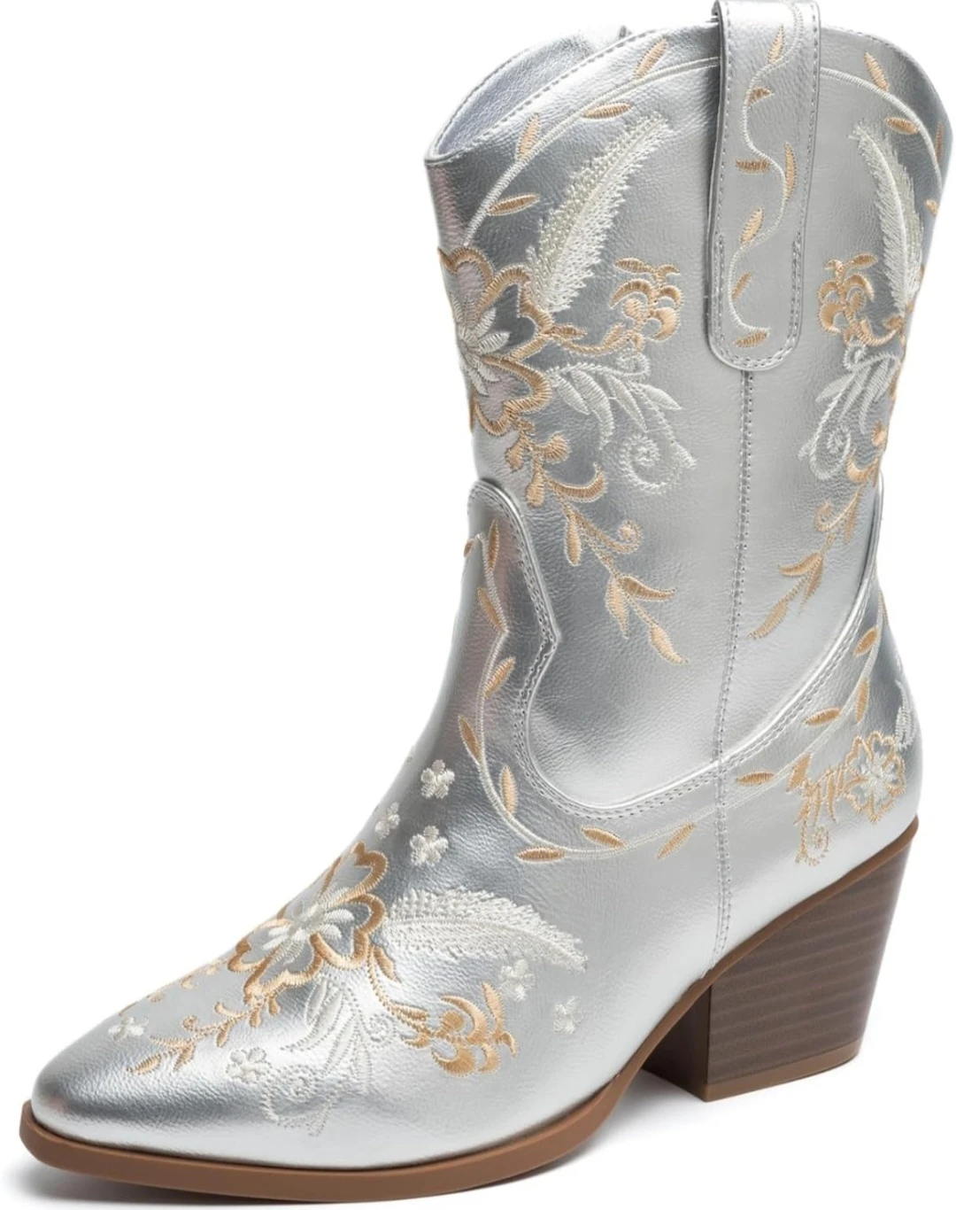 Anjoufemme Silver Embroidered Cowgirl Boots - photo 2