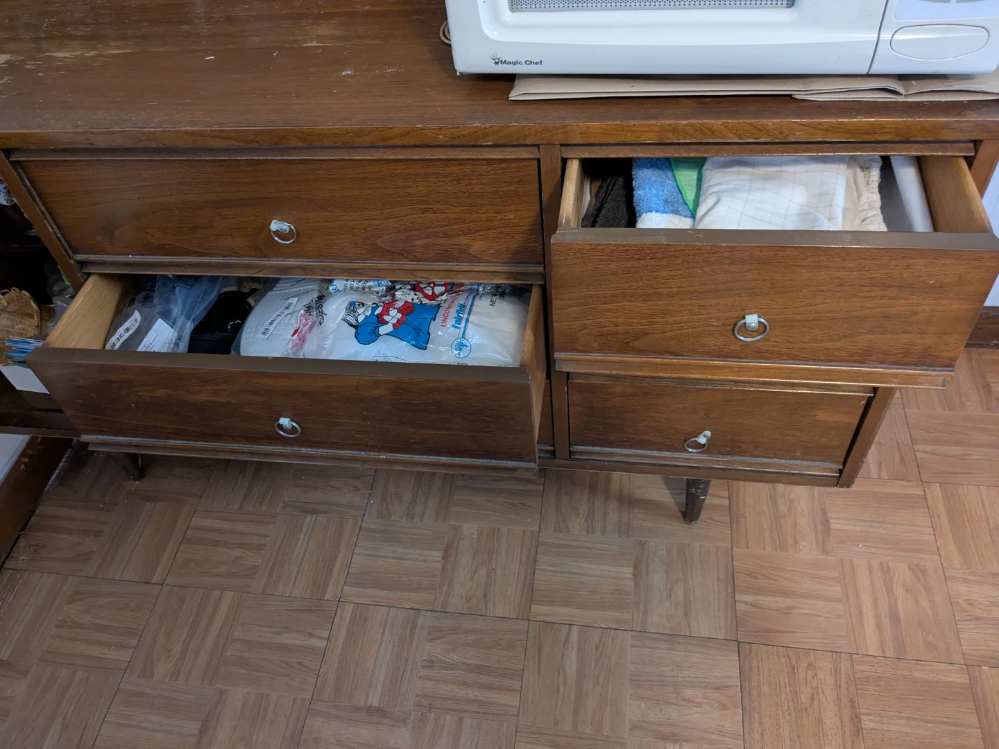 Vintage Wooden Dresser with Drawers and Cabinet - photo 3