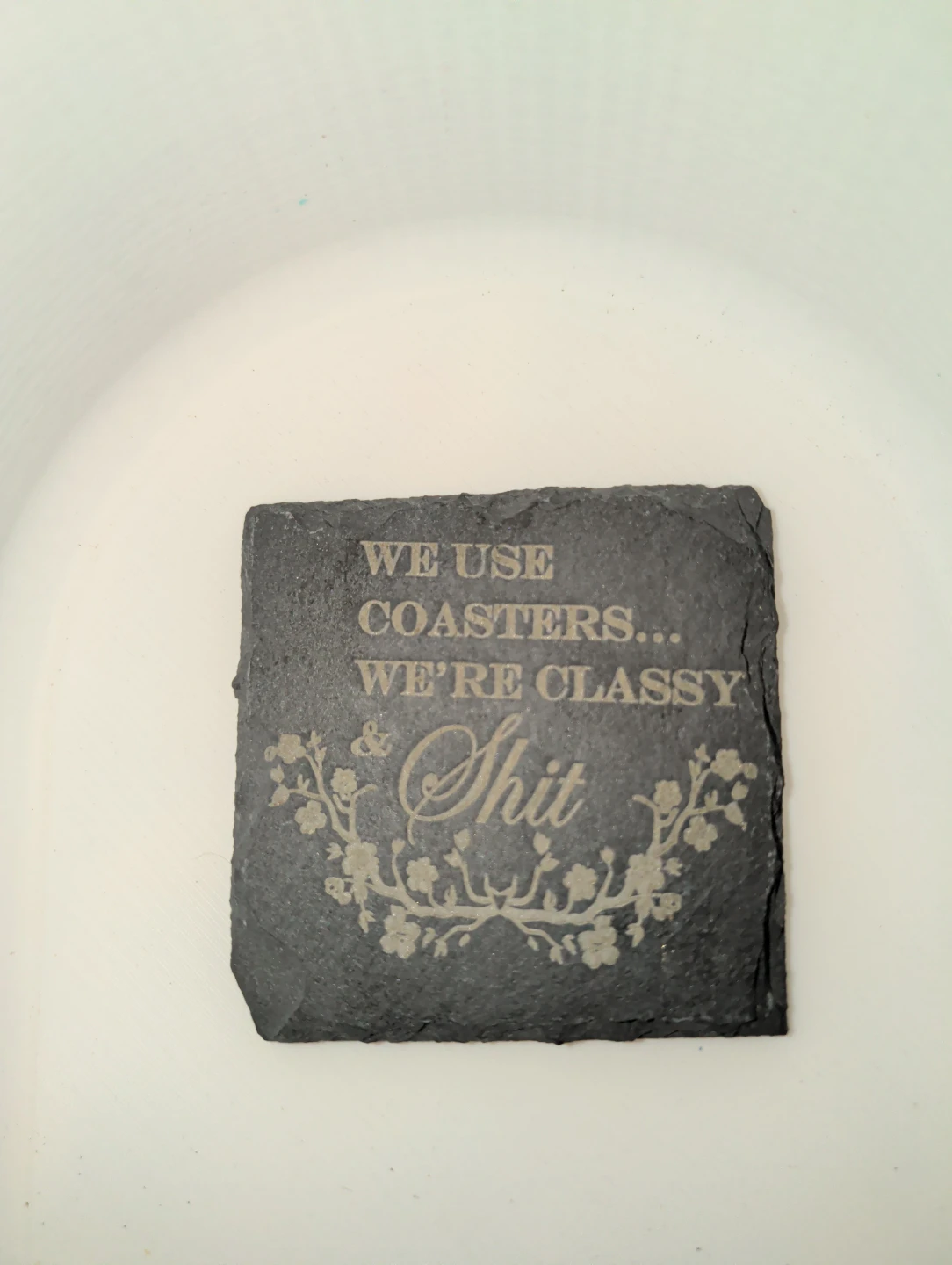 Set of 4 handmade Slate Coasters with Funny Sayings - photo 4