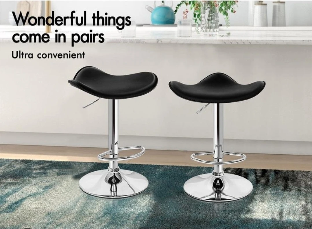 Set of 2 Black Adjustable Bar Stools