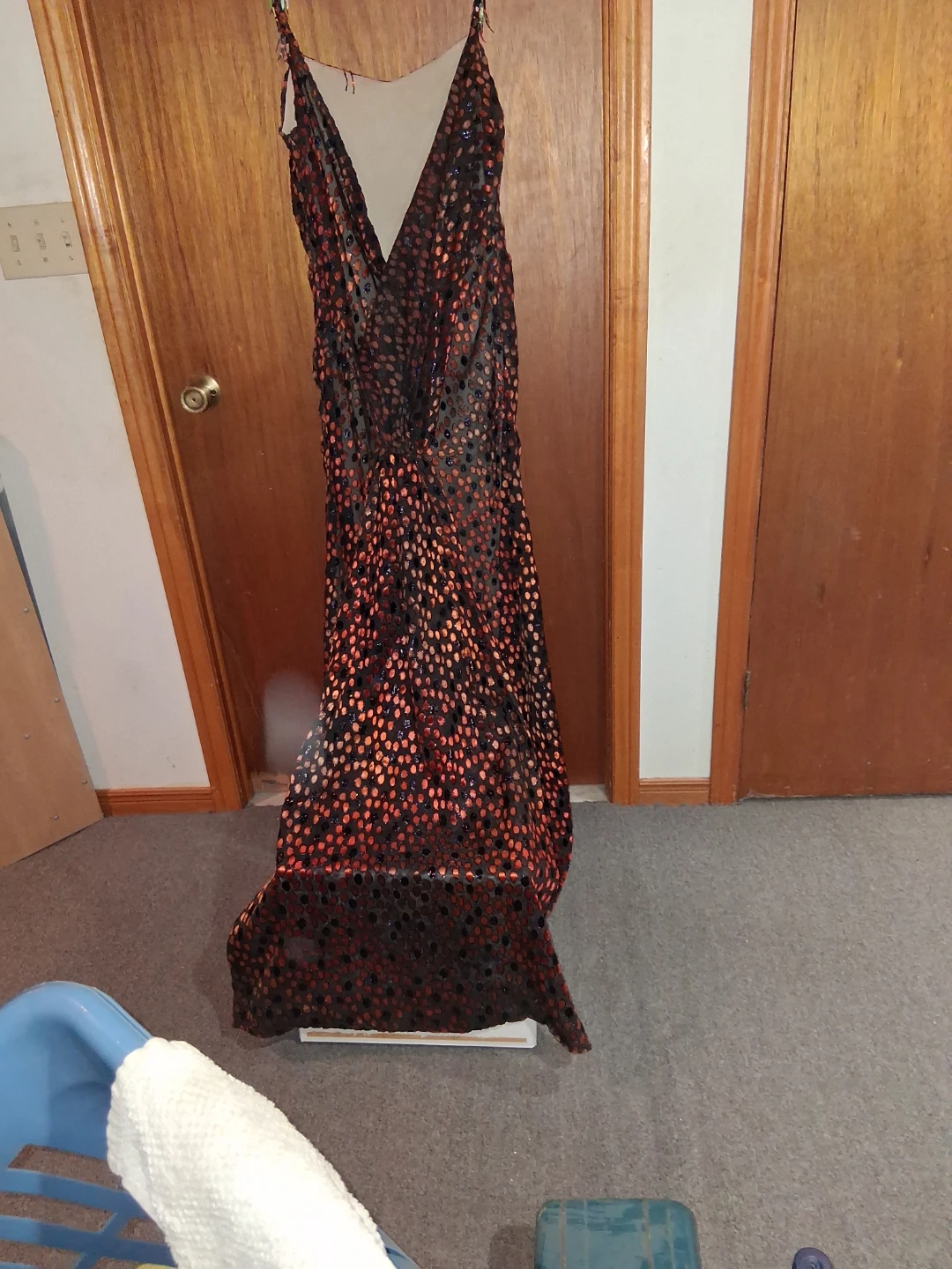 Black and Orange Polka Dot Maxi Dress - photo 3