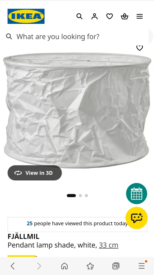 IKEA FÄLLMIL Pendant Lamp Shade White 33 cm