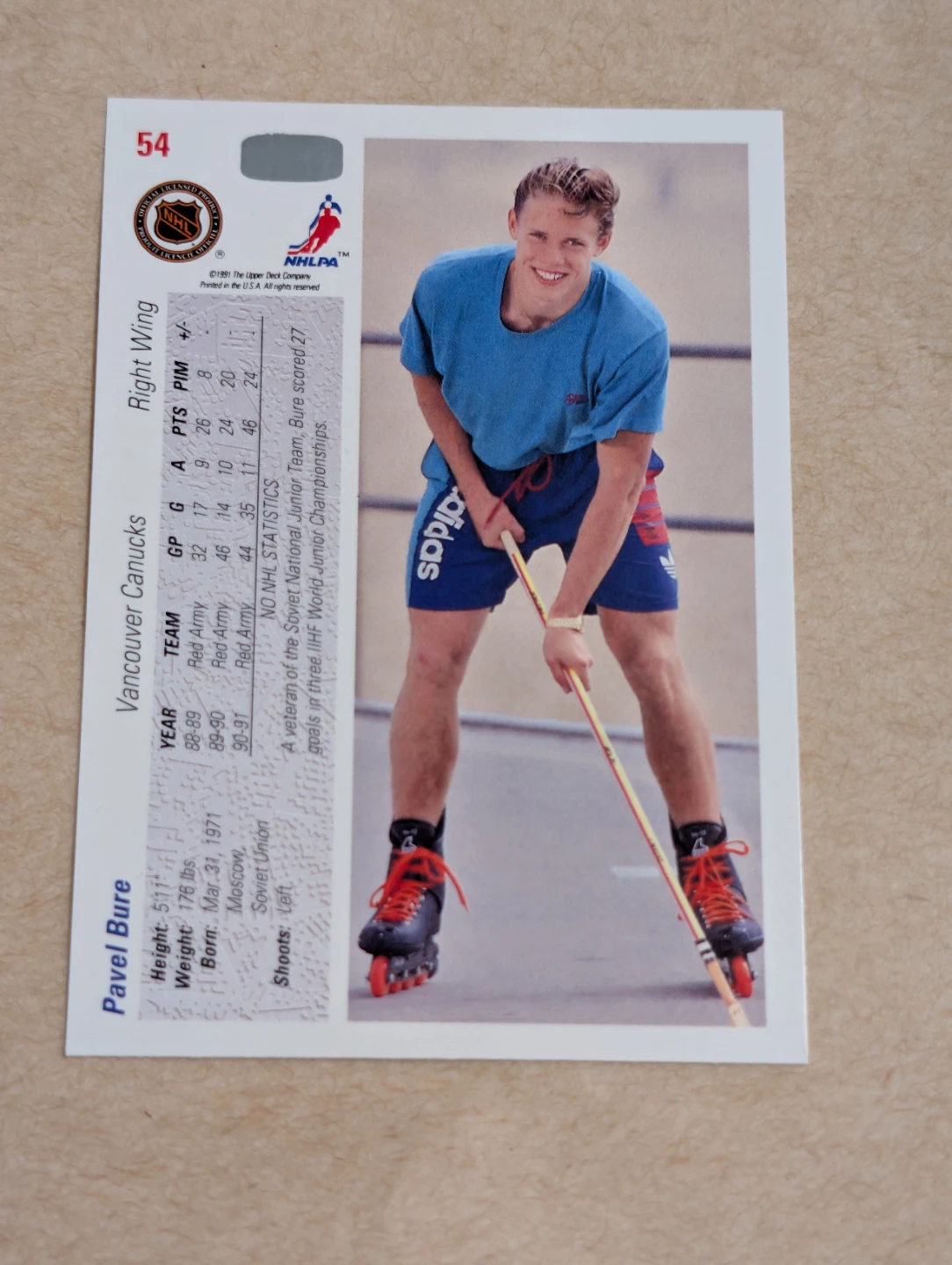 Pavel Bure 1992 Upper Deck Rookie Hockey Card - photo 2