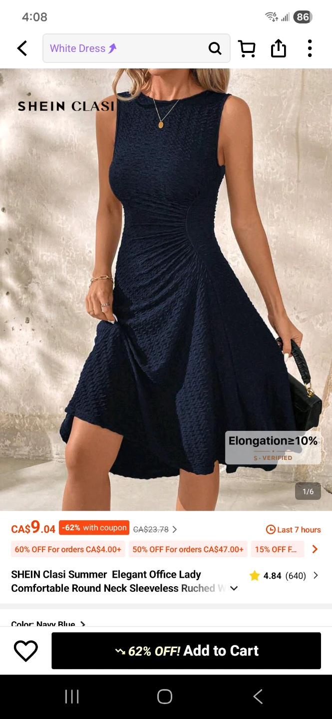 SHEIN Classy Summer Dress - Navy Blue