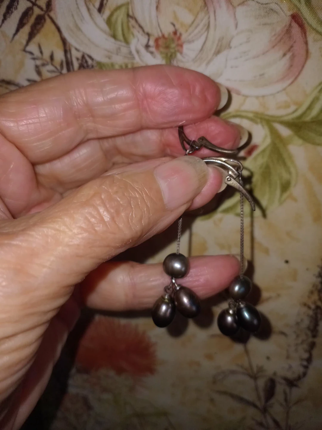 Black Pearl Necklace with matching earrings - photo 2